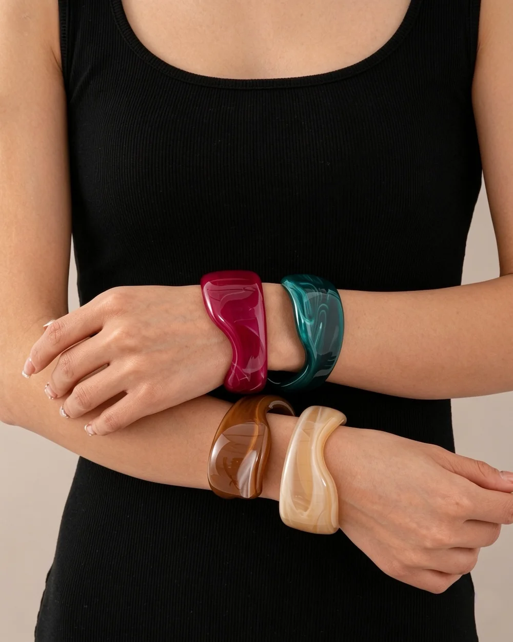Chroma Wave Acrylic Retro Electroplated Bracelet